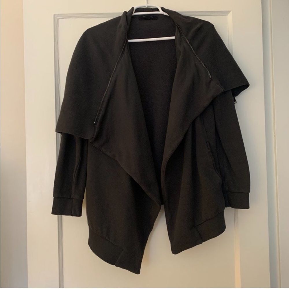 All Saints Black Dahlia Open Front Sweatshirt Jacket Cardigan - Picture 3 of 9